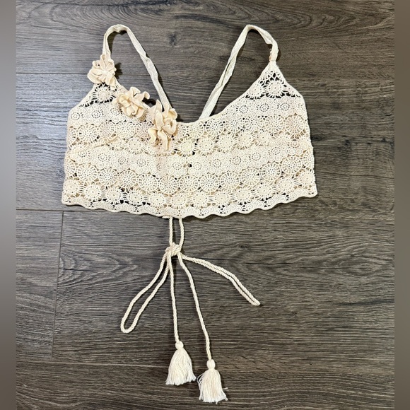 *NWOT* Free People Gypset Crochet Longline Bralette - Ivory - Picture 4 of 5